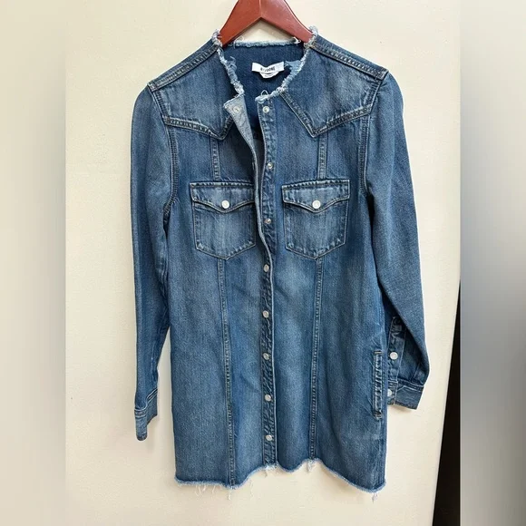 Re/Done Riley Denim Button-Up Shirt Dress - Picture 1 of 3